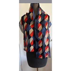 Vintage 1960’s Pop Art Colored Sheer Scar Blue Black Red Beige Diamond Polka Dot